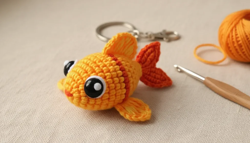 Crochet goldfish keychain pattern amigurumi small orange fish handmade