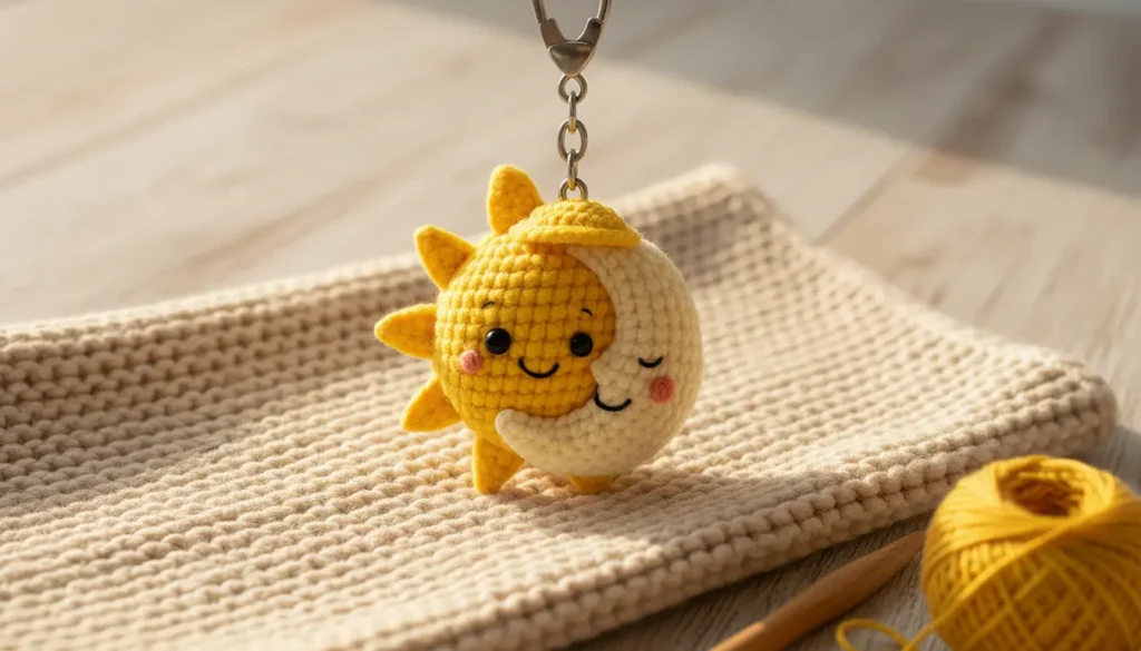 Sun & Moon Amigurumi Keychain Crochet Pattern with split face design