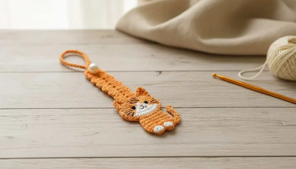 Cat keychain strap crochet pattern finished amigurumi cat keychain