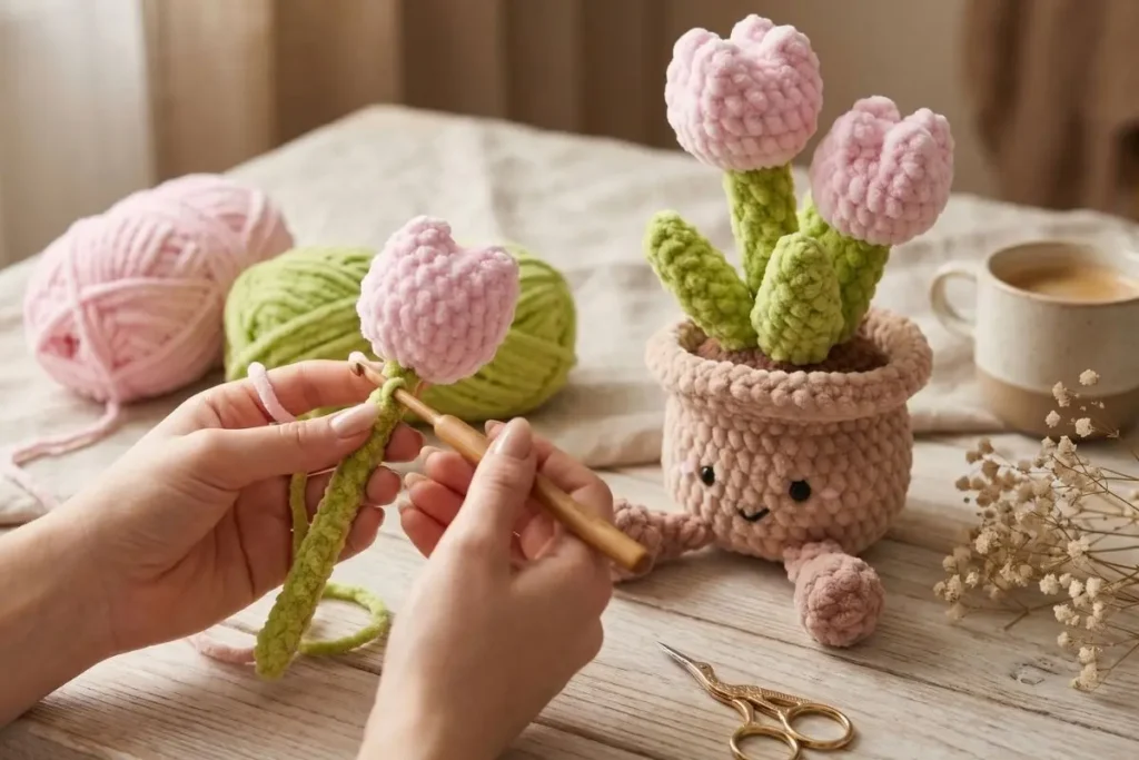 Cute Tulip Pot Amigurumi Crochet Pattern